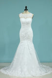 2024 Wedding Dresses Mermaid Scoop Sweep Train Tulle P1YP3AML