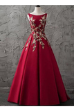 A-Line Bateau Floor-Length Sleeveless Satin Prom Dress/Evening Dress STKPJQ7ECFK