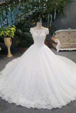 2024 New Arrival Wedding Dresses Lace Up Scoop Lace Up With Appliques PAB6CEYG