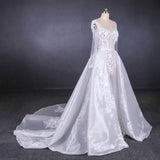 Long Sleeve Sweetheart White Bridal Dresses with Applique, Wedding Dresses STK15250