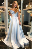 A-Line Off-The-Shoulder Split Prom Dress With P2DS9GYM