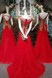 2024 Hot Selling Sister Red Prom Dresses A-Line Lace Up Scoop Neck PBB1XER1