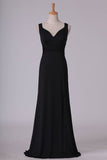 2024 V Neck Open Back Prom Dresses Sheath Spandex With Ruffles P2E72JLP