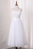 2024 Spaghetti Straps A Line Bridesmaid Dresses Tulle With PQZGF59X