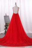 2024 Prom Dresses Spaghetti Straps Tulle With Applique PYBCFAK3