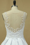 2024 A Line Scoop Wedding Dresses Satin With Beading PLM29JXD