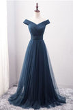 2024 Off The Shoulder A Line Prom Dresses Ruffled Bodice Tulle P9RPK25L