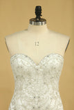 2024 Hot Plus Size Sweetheart Wedding Dresses Mermaid Organza With Beads And PL7HBY1X