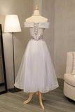 2024 Prom Dresses A Line Boat Neck Tulle With Applique And P639BJXB