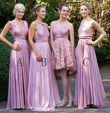 Charming Lilac A-Line V-Neck Floor-Length Convertible Bridesmaid Dresses, Prom Dresses STK15102