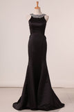 2024 Prom Dresses Scoop Mermaid Satin With Beading PGM5QQ9C