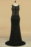 2024 Spaghetti Straps Prom Dresses Sheath/Column Spandex & Tulle With P2TR5FT9