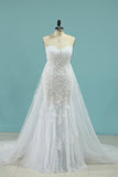 2024 Mermaid Boat Neck Wedding Dresses With Applique Chapel PRJKNSM2