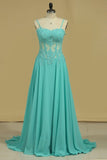 2024 Chiffon Spaghetti Straps With Applique A Line Floor Length Prom PYTYQQ85