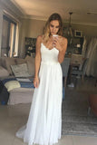 Elegant A Line Spaghetti Straps V Neck Top Lace Wedding Dresses, Bridal STK20461