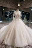 2024 Luxurious High Neck Wedding Dresses Tulle With Sequins P561GS1F