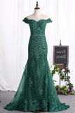 2024 Prom Dresses Mermaid Off The Shoulder With Applique And PA9Y1QH1