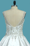 2024 A Line Wedding Dresses Satin V Neck With Beading P4RSPK7G