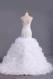 2024 Sweetheart Wedding Dresses Mermaid Organza With Beads P1C3KKMZ