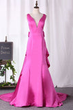 2024 New Arrival V Neck Satin With Bow Knot Mermaid PB8NNN83