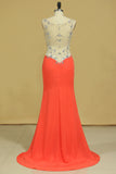 2024 V Neck Prom Dresses Sheath Spandex Sweep Train PZTEYNRA