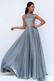 2024 Scoop Prom Dresses Chiffon With Beading A Line PQBB7282