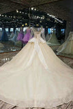 2024 Satin Wedding Dresses Long Sleeves A Line With Beads PGGCNC99