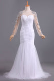 2024 Wedding Dresses Mermaid Scoop Long Sleeves Floor Length Tulle PS6A4KK4