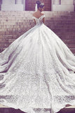 2024 Off The Shoulder A Line Wedding Dresses PKB84J4Q