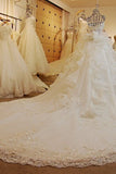 2024 Wedding Dresses Strapless High Quality Custom Made A-Line Tulle With Beads PNAGKM6T