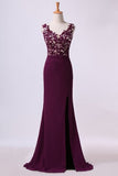 2024 Straps Prom Dresses With Slit&Applique Floor PB3912F7