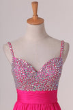 2024 Prom Dresses A Line Spaghetti Straps Beaded Bodice PS3CBPQE