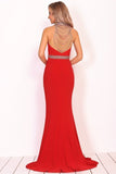 2024 Prom Dresses Mermaid High Neck Spandex With Beading PYD42DRK