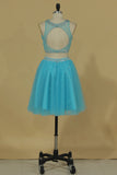 2024 Two Pieces A Line Short/Mini Homecoming Dresses Scoop Tulle P43CRQG7