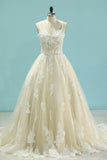 2024 New Arrival Wedding Dresses A Line Tulle Spaghetti P2MAC1R2