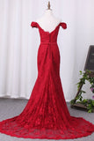 2024 Off The Shoulder Lace Mermaid Prom Dresses With Beads PY9BFEMF