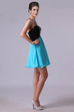 2024 Two-Tone Homecoming Dresses One Shoulder A-Line Empire Waist Chiffon P4JZB33C