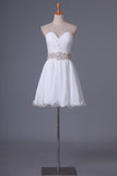 2024 Homecoming Dresses Sweetheart Chiffon With Ruffles And Beads P6LKP8A2