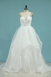 2024 New Arrival Straps Open Back Wedding Dresses A Line Organza PY717KQA