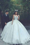 A Line Straps Wedding Dresses Tulle With Applique Lace PC5XEBR4