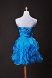 2024 Collection Blue A Line Sweetheart Short/Mini Organza PZBJJ8XJ