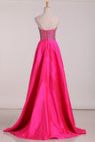 2024 Sweetheart Beaded Bodice Prom Dresses A Line Chiffon Sweep Train