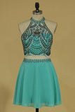 2024 Two-Piece Halter Beaded Bodice Homecoming Dresses A P2RFQBZT