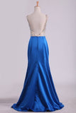 2024 Prom Dresses Mermaid V Neck Open Back Satin & Tulle With PFFCXCJZ