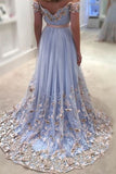 2024 Sexy Prom Dresses Off-The-Shoulder Floor-Length Appliques Long Prom PHSNF2Y7