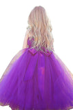 Princess Purple Ball Gown Square Neck Layers Tulle Flower Girl Dresses, Bowknot Baby Dresses STK15304