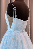 Charming A Line Spaghetti Straps Tulle Prom Dresses With Stars Dance STKP8AGEYHP