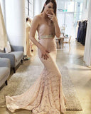 Gorgeous Lace Sexy Blush Pink Sweetheart Mermaid Charming Lace Prom Dresses