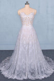 Spaghetti Straps V Neck Lace Off White Wedding Dresses with Criss Cross Bridal Dresses STK15422