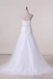 2024 Wedding Dresses Sweetheart Tulle With Applique And P4KE96X8